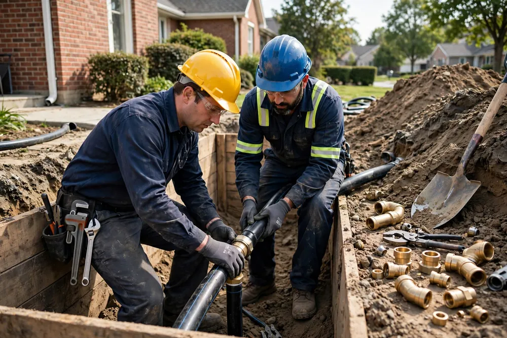 Water service line replacement in progress in Newark, Delaware